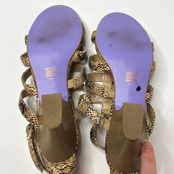 NEW Hot in Hollywood Tan Taupe Snake Skin Gladiator Strappy Ankle Sandals Shoes - Picture 12 of 14